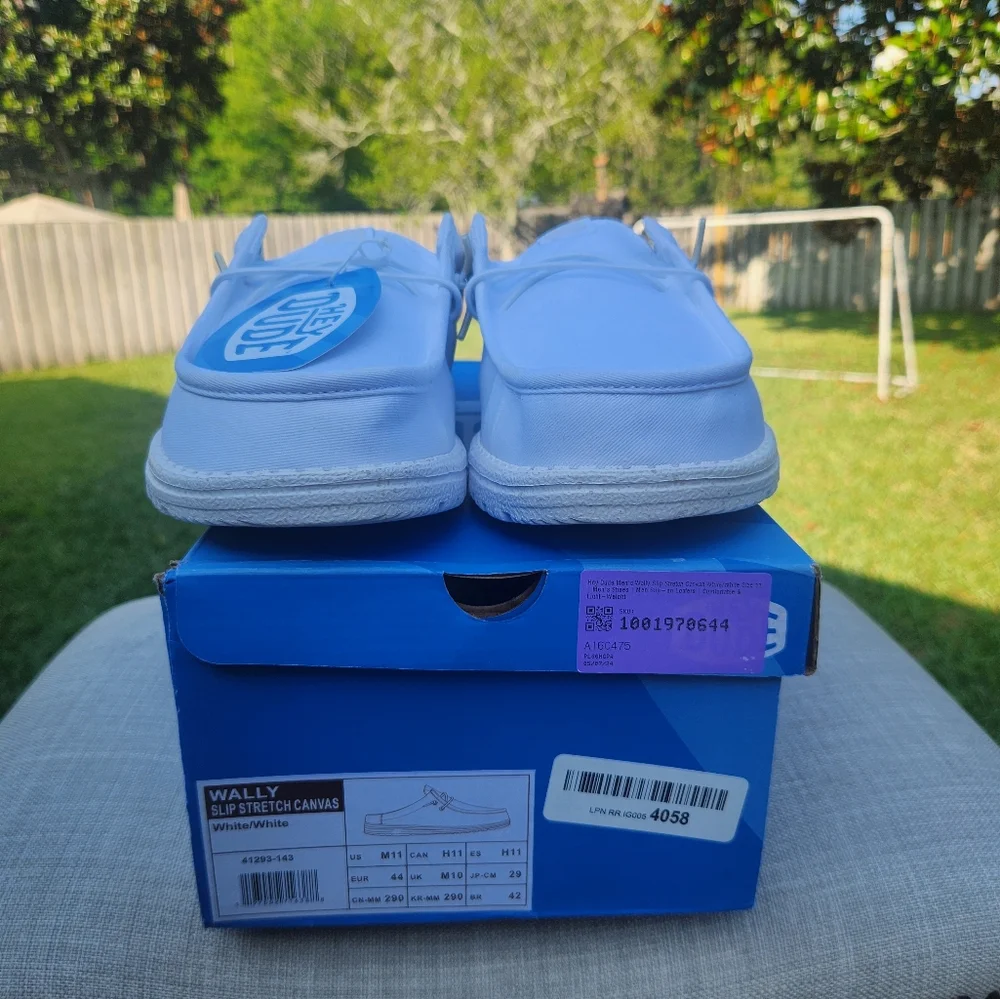 Hey Dude Mens Wally Slip Stretch Canvas Gray Black 11 - Picture 5 of 12